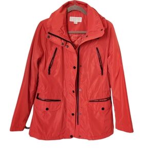 Michael Kors Orange Red Jacket Zipper Pockets & Closure Anorak Style Size S